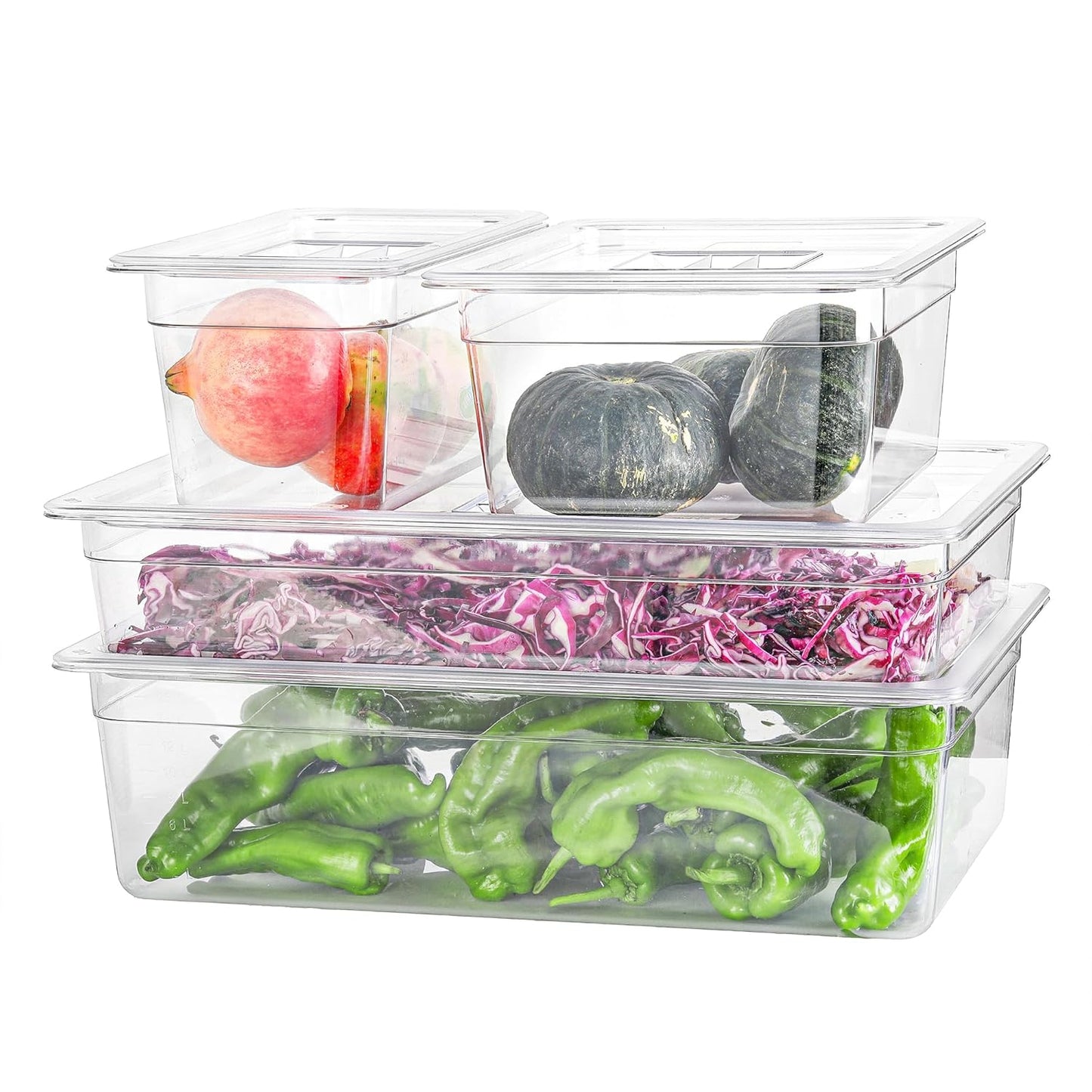 6-Pack Half Size Food Pan 2.5 Inch Deep Food Storage Container for Commercial Business Clear Stackable Polycarbonate Pans for Food Prep BPA Free Freezer-safe