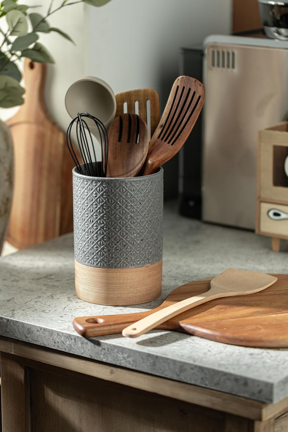 Large Food Storage Jar Coffee Container with Lids, Ceramic Coffee Canister for Sugar Spice Cookie Ground Coffee - Kitchen Pantry, Housewarming Weeding Gift - Gray & 64 fl.oz