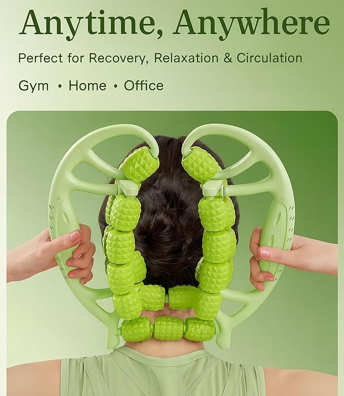 Deep Tissue Massage Roller for Legs Leg Massager Roller Thigh Massager PP 18-Wheel 9.45x10.24x4.33in Pink/Green for Home Fitness Muscle Recovery Men Women (12Wheels,Green)