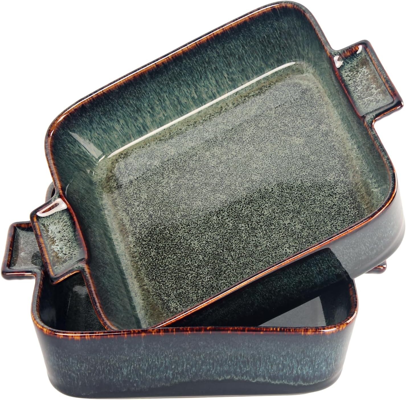 Ceramic Casserole Baking Dish - 1 Quarts Baking Dish for Oven, Lasagna Pans, Oven Safe Durable Bakeware for Kitchen Home Decor, Banquet and Dinner, Square 2 pieces 7.5 x 7.5 Inch