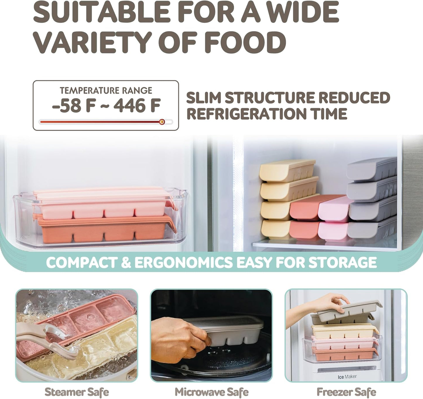 Silicone Freezer Trays with Lid, 0.7oz 12 Section - Leak Proof Silicone Freezer molds for Homemade Baby Food Breastmilk, Purees, Vegetables, Baby Food Jars Ice Tray with Lid BPA Free Indie Pink