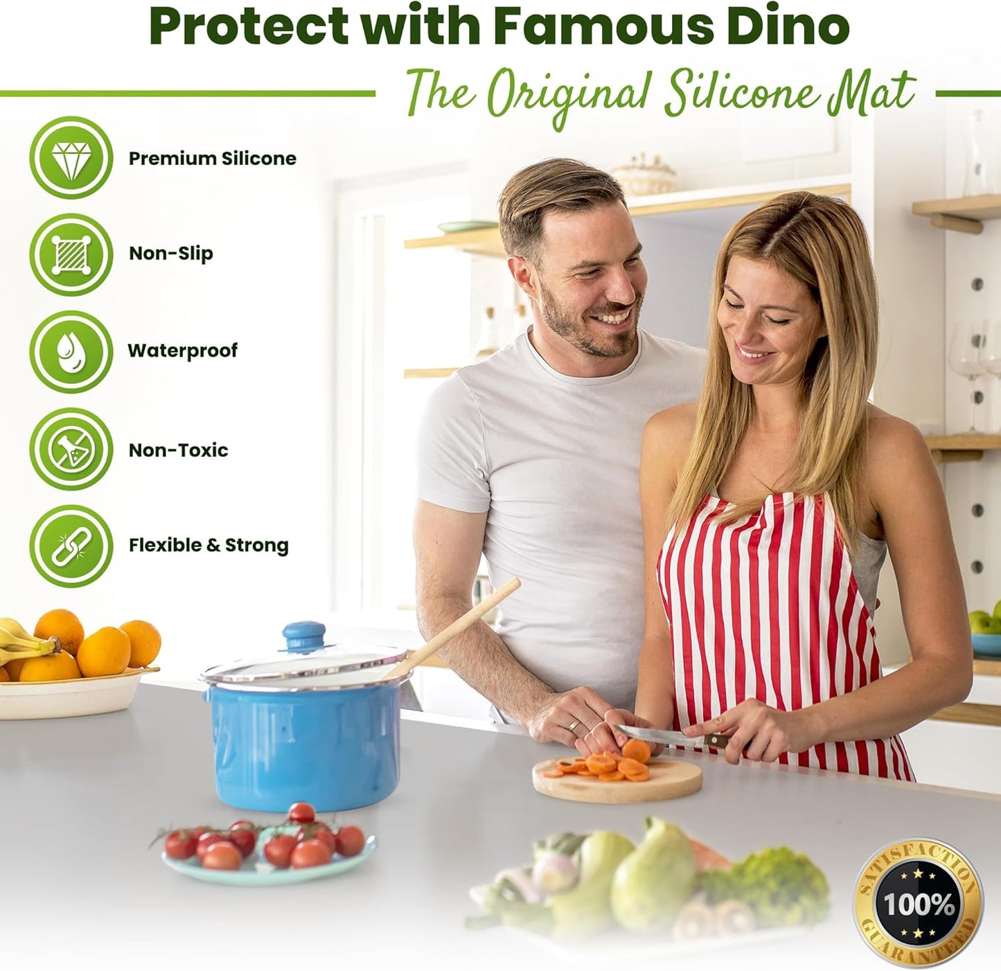 Premium Silicone Mat 25" x 17" Cooking Mat Thick Heat Resistant, Kitchen Counter Mat - Coffee Machine, Glass Top Stove Cover Countertop Protector for Air Fryer, Baking mat (Semi-Translucent)