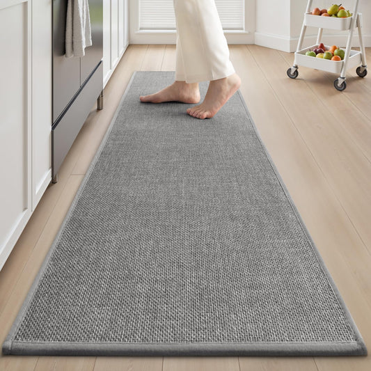 tchdio Kitchen Mats for Floor, Rubber Backed Kitchen Rugs Non Slip Washable, Superior Absorbent Kitchen Runner Rug Easy to Clean, Comfort Kitchen Floor Mat Front of Sink (Grey, 20" × 47")