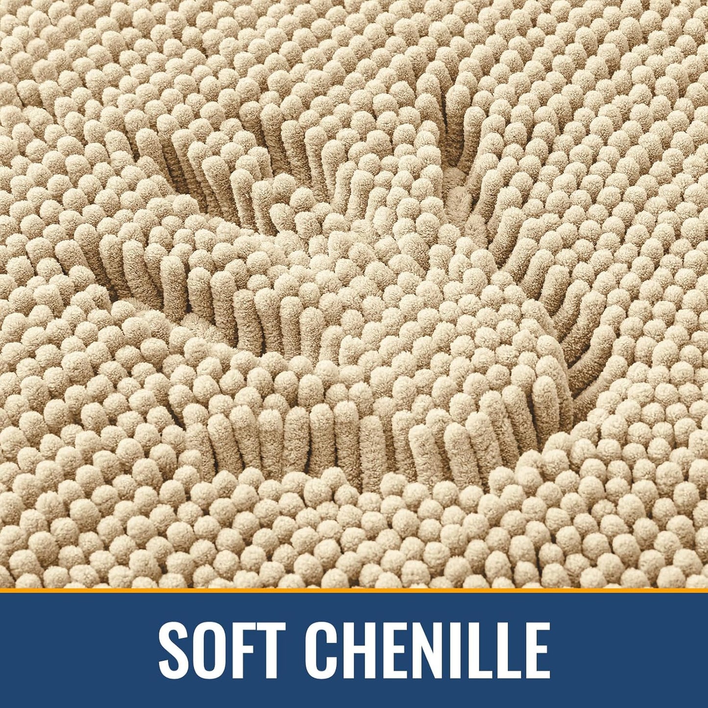 Arotive Bathroom Rugs 59x24, Extra Soft Absorbent Shaggy Chenille Bath Rugs, Machine Washable Rubber Backing Non-Slip Bath Mats for Bathroom Floor Tub and Shower, Home Decor Accessories, Beige