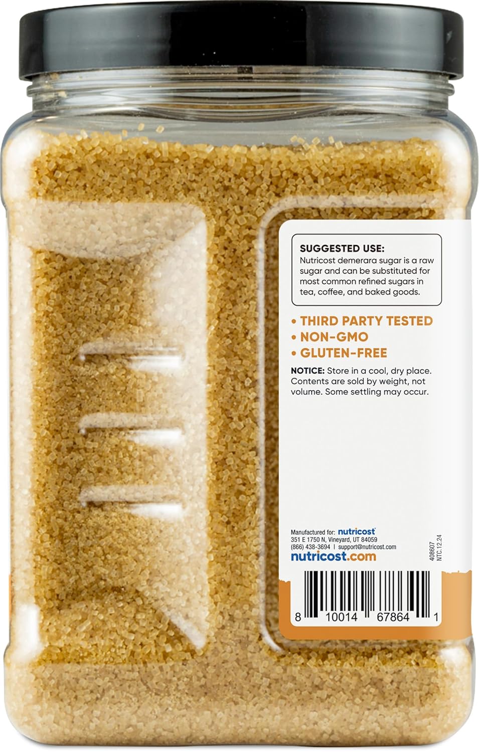 Nutricost Pantry Unrefined Demerara Sugar (4 Pound Bottle) :: Great for Baking, Cooking, Tea, Coffee, Etc. | Raw Cane Demerara (Turbinado) Sugar with Zero Additives