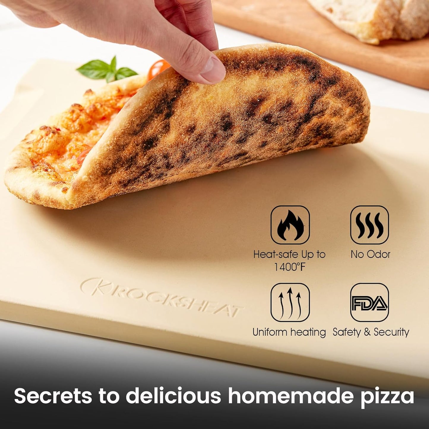 15x12 Inch Pizza Stone and Brush Set, Rectangle Pizza Baking Stone with Stainless Steel Bristle Grill Brush for Oven, Grill, BBQ, Cordierite Cooking Stone