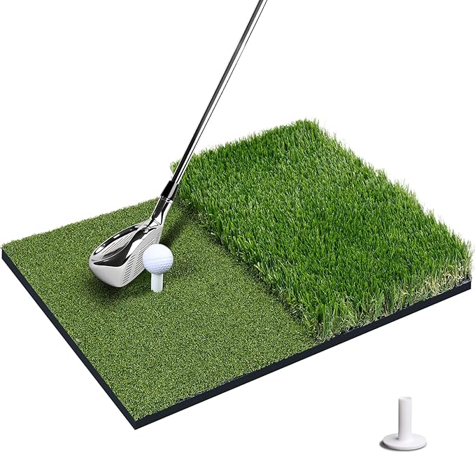 SIOTMERA 23x16IN & 5x4FT Golf Mat, Dual-Turf Golf Hitting Mat with High-Elasticity EVA Anti-Slip Bottom, Anti-Deformation,Reinforced Glue, Ideal for Swing,Chipping Practice,Indoor/Outdoor