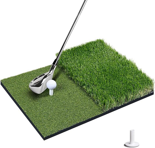 SIOTMERA 23x16IN & 5x4FT Golf Mat, Dual-Turf Golf Hitting Mat with High-Elasticity EVA Anti-Slip Bottom, Anti-Deformation,Reinforced Glue, Ideal for Swing,Chipping Practice,Indoor/Outdoor