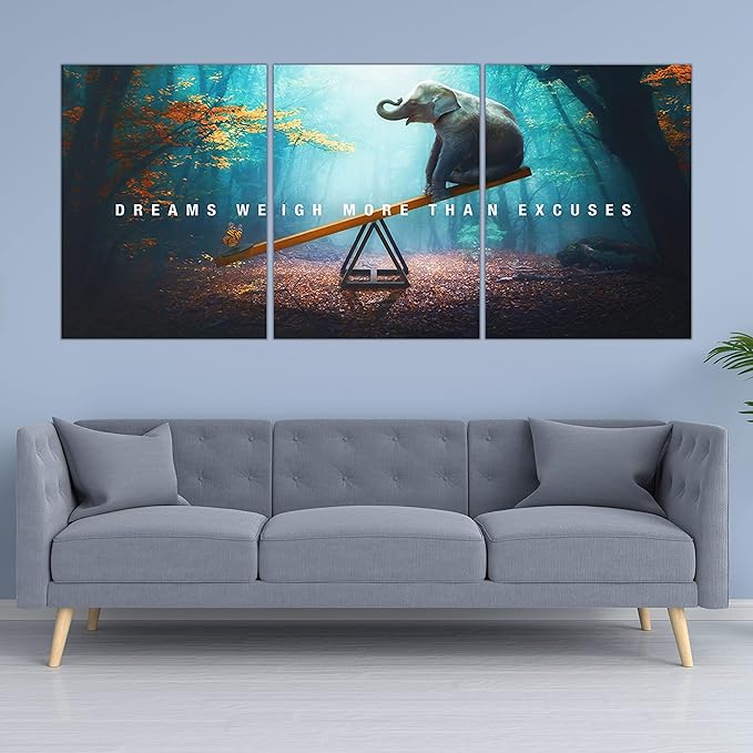 Yetaryy Motivational Poster Inspirational Wall Art 3 Pieces Canvas Painting Lion Artwork for Living Room Office Modern Home Decor Prints Pictures Wall Decor Framed Ready to Hang [36''Wx 16''H]