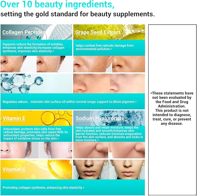 Collagen Peptides for Women, Beauty Vitamin & Mineral Supplement,Contains Vitamin D3, Probiotics for Women & Collagen Peptides,Vitamin B Complex,Vitamin E 60 Tablets