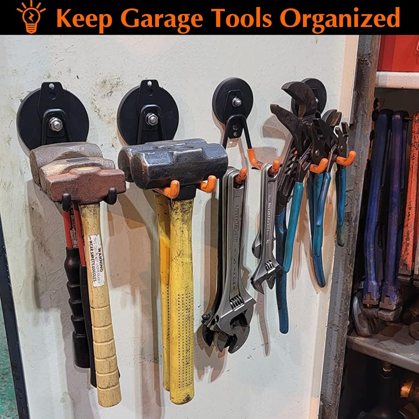 MUTUACTOR Magnetic Hooks,2PCS Large Magnetic Hooks Heavy Duty,Anti-Slip Double Magnet Hooks Garage Storage Utility Hooks for Metal Cabinet Pegboard Garage Basement Organizer