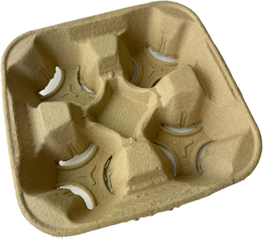 Case of 300 Counts 4 Cups 8 oz. - 32 oz. Cup Holder Disposable Coffee Take Out Trays for Hot and Cold Drinks