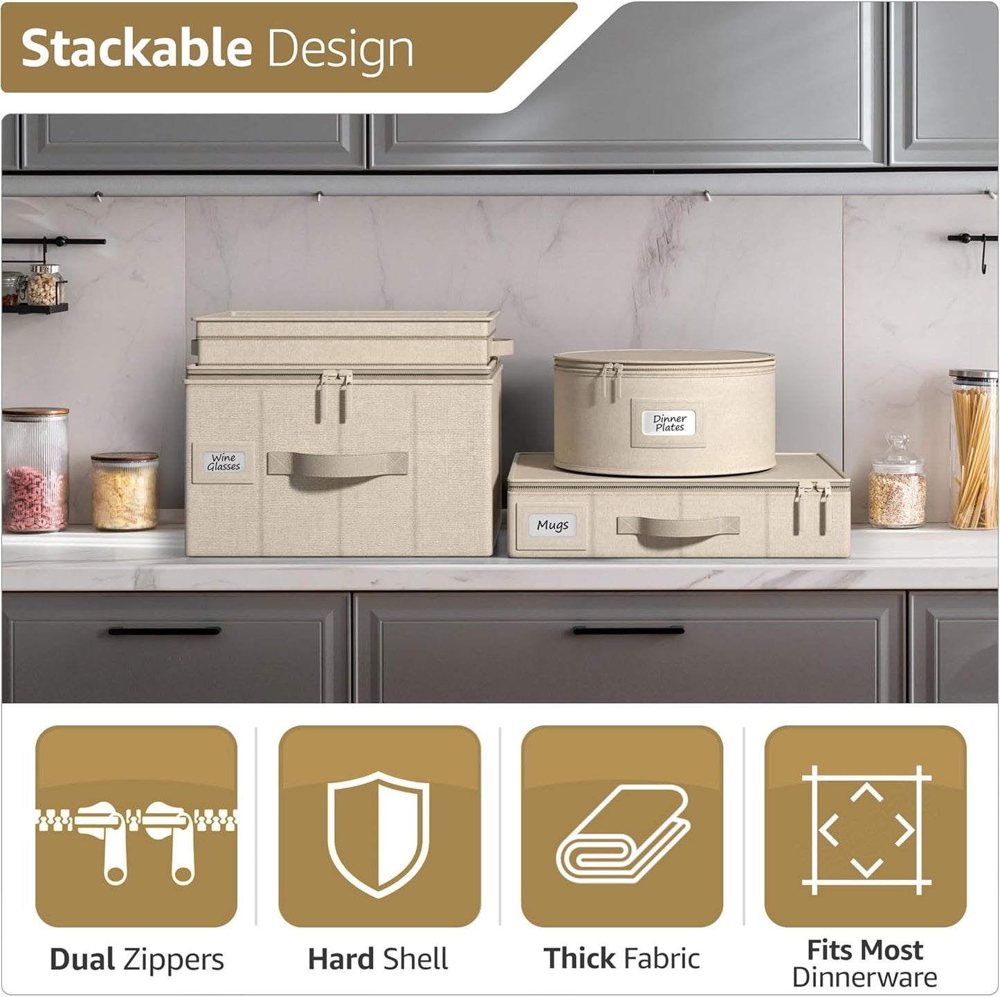 China Storage Containers - Hard Shell, Handles & Felt Dividers - Serving Platter Storage Rack & Organizer - Christmas Platter Storage