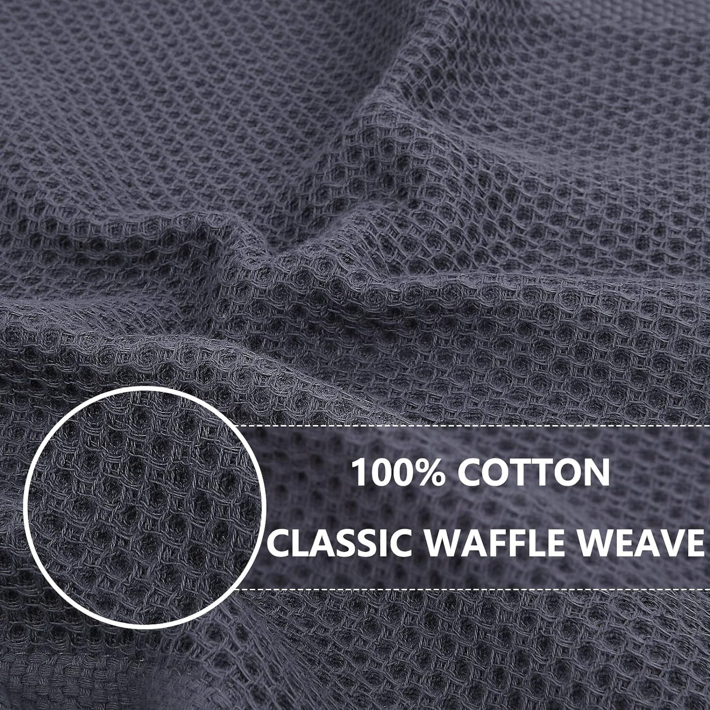 Homaxy 100% Cotton Waffle Weave Kitchen Dish Cloths, Ultra Soft Absorbent Quick Drying Dish Towels, 12 x 12 Inches, 24-Pack, Dark Grey