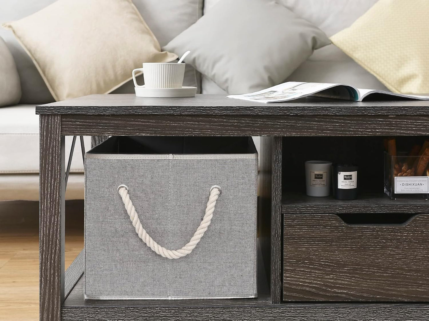 StorageWorks Storage Baskets for Shelves, Foldable Fabric Closet Storage Bins with Handles, Fabric Storage Bins Clothes Organizer, Gray, 3-Pack, Extra Large