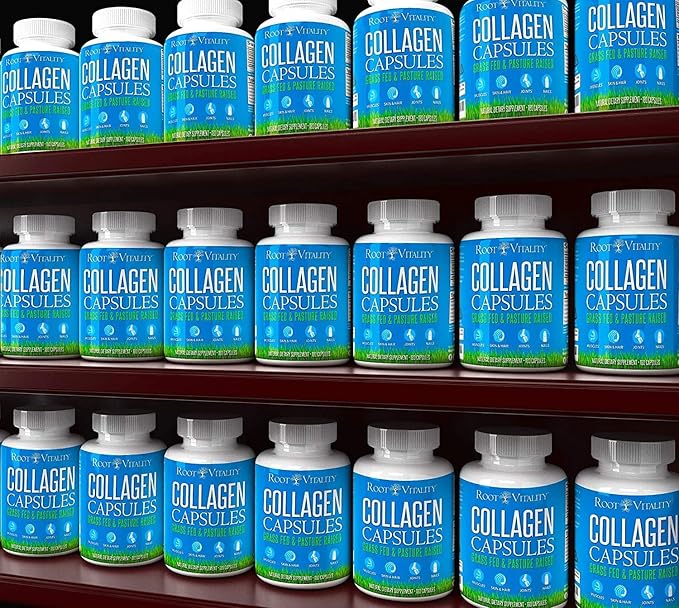 Collagen Peptides Capsules - Grass-Fed, Pasture-Raised Hydrolyzed Protein Supplement for Skin, Hair, & Nails - Non-GMO, Zero Sugar Daily Pills for Men & Women (180 Capsules)