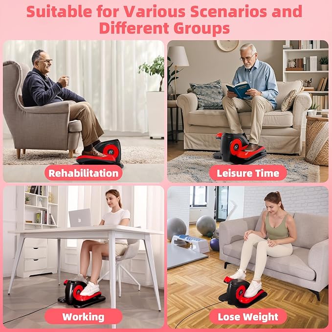 ANCHEER Under Desk Elliptical, Ellipse Leg Exerciser for Seniors Fully Assembled , Electric Seated Pedal Exerciser with Remote Control & 12 Adjustable Speed/Resistance