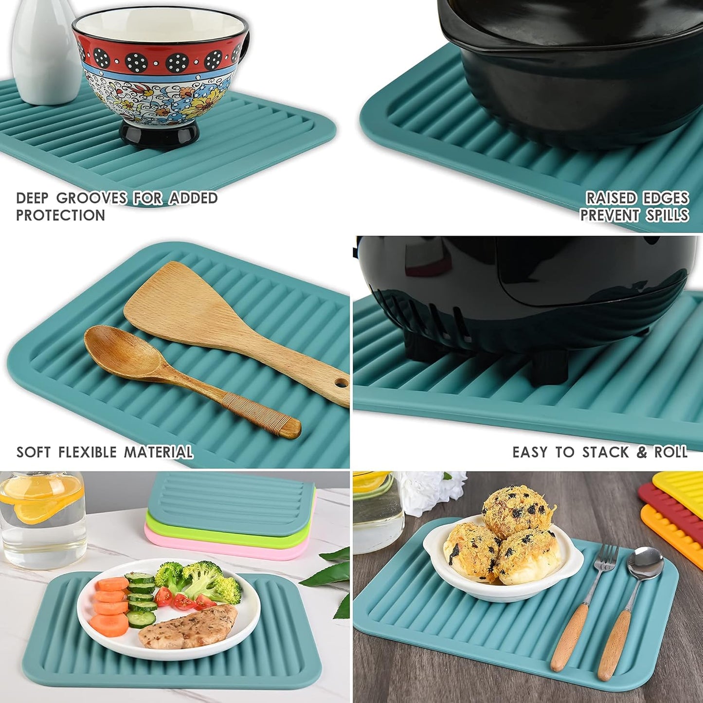 Smithcraft Silicone Trivet Set, 2 Pack, Food-grade, Heat Resistant, Multi-functional, Size: 9x12 Inch, Thickness: 0.27 Inch, Color: Red, Shape: Rectangular