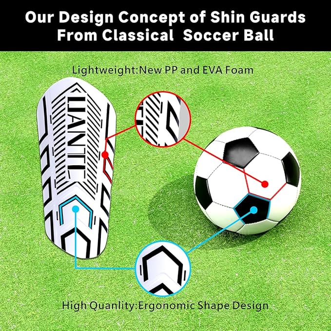 Shin Guards - Soccer Shin Guards with Cushion Protection for Kids/Adults