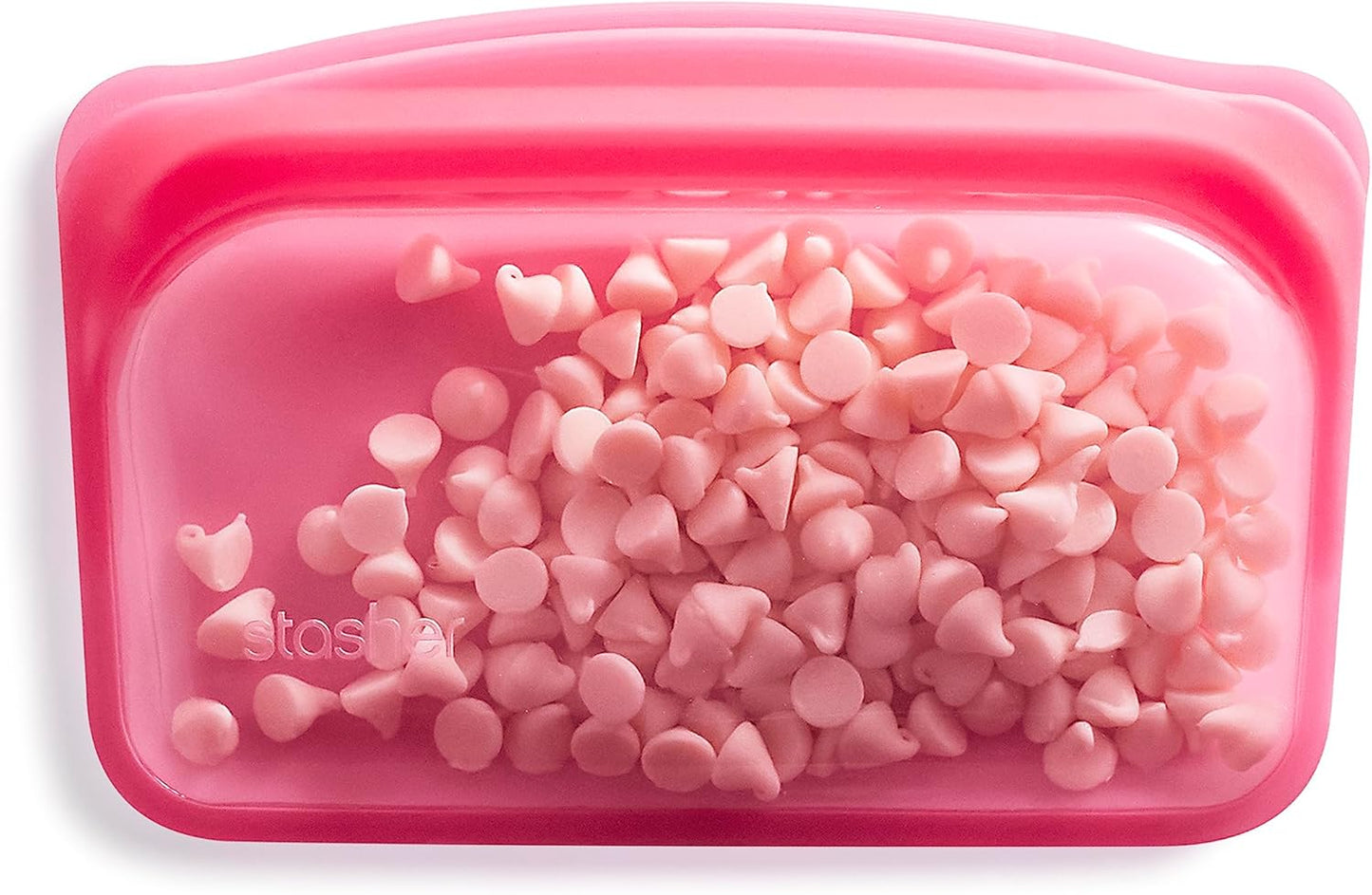 Stasher Premium Silicone Reusable Food Storage Snack Bag, Raspberry, Microwave, Sous Vide, Dishwasher, Oven and Freezer Safe, BPA Free, Leak-free, Eco-friendly, 12 Oz