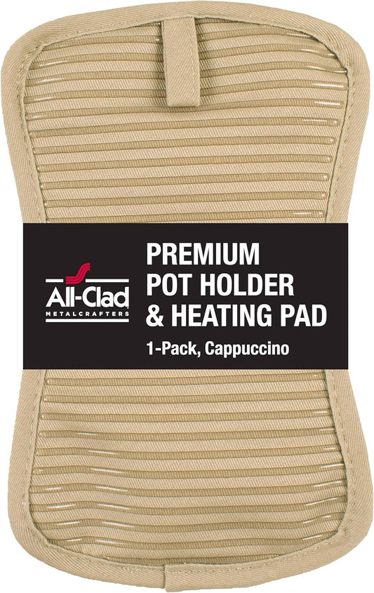 All-Clad Premium Pot Holder & Hot Pad: Heat Resistant to 500 Degrees - 100% Cotton, 10"x6.25" Hot Pad for Kitchen and Barbeque, (1-Pack), Cappuccino