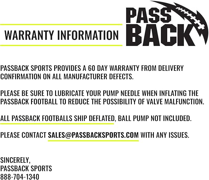 Passback Official Composite Football, Ages 14+, High School Training Football, (Ships Deflated)