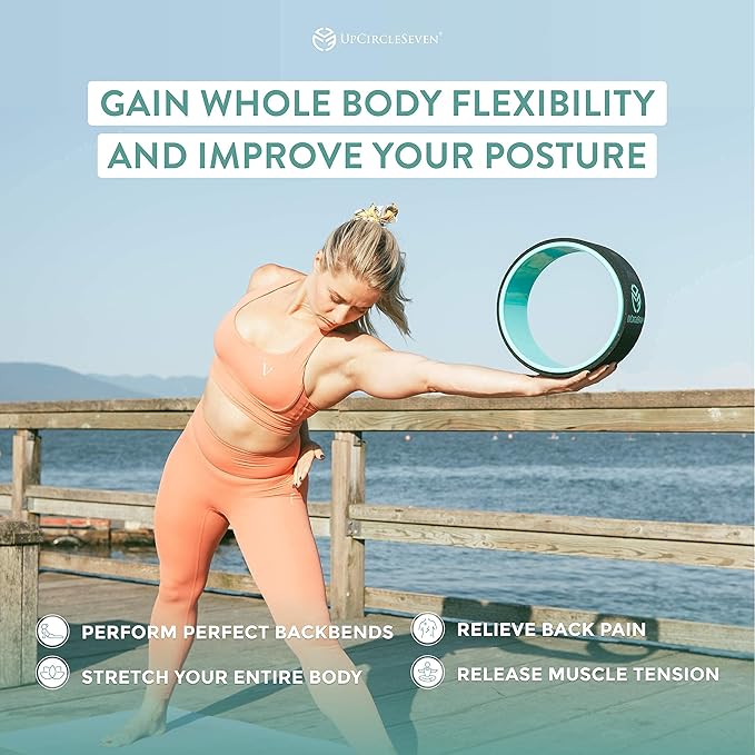 UpCircleSeven Yoga Wheel Set - Strongest & Most Comfortable Yoga Prop Wheel, 3 Pack for Back Pain and Stretching (12, 10, 6 inch)