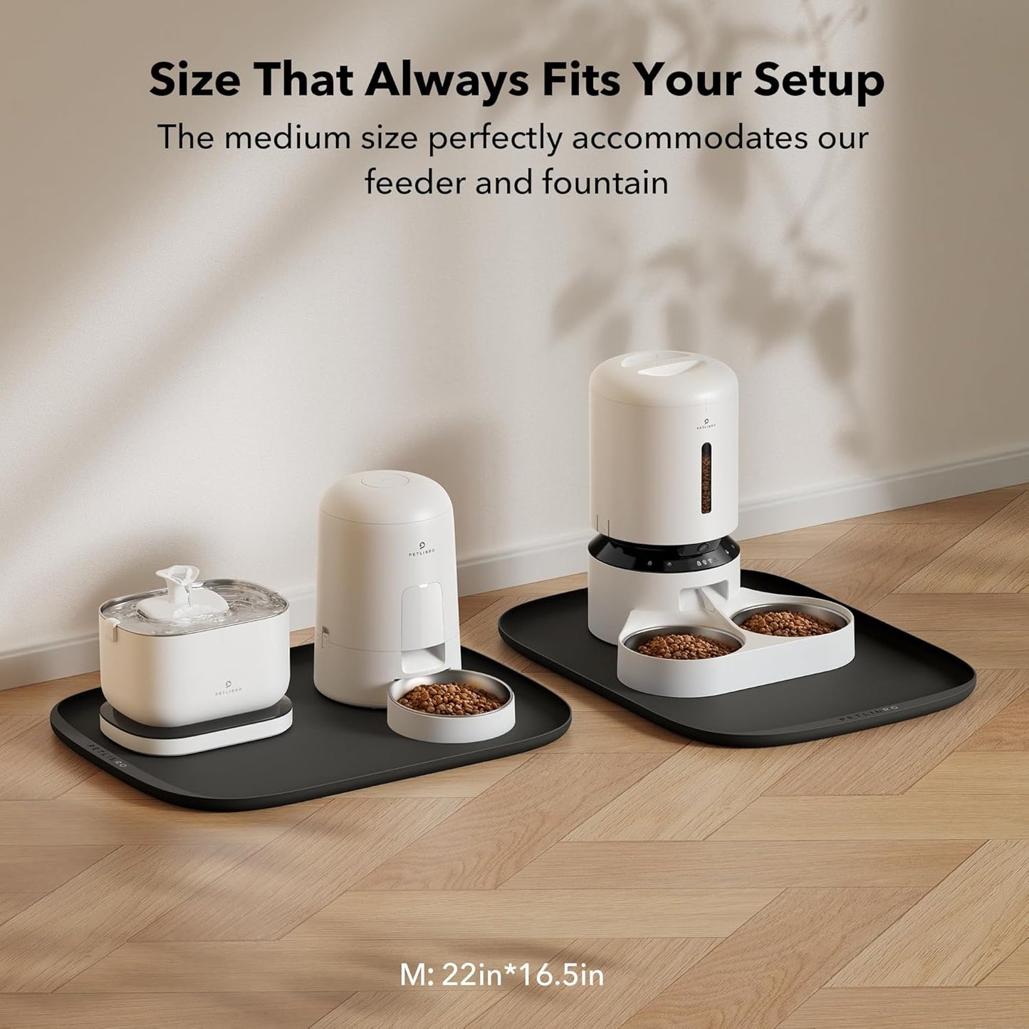 PETLIBRO Dog Food Mat, Silicone Non-Slip Waterproof Cat Food Mat for Feeder & Fountain & Bowl, Dog Bowl Mats with Raised Edge Spill Protection Floor, Extra Large Cove Feeding Mat for Pet 22''x16.5''