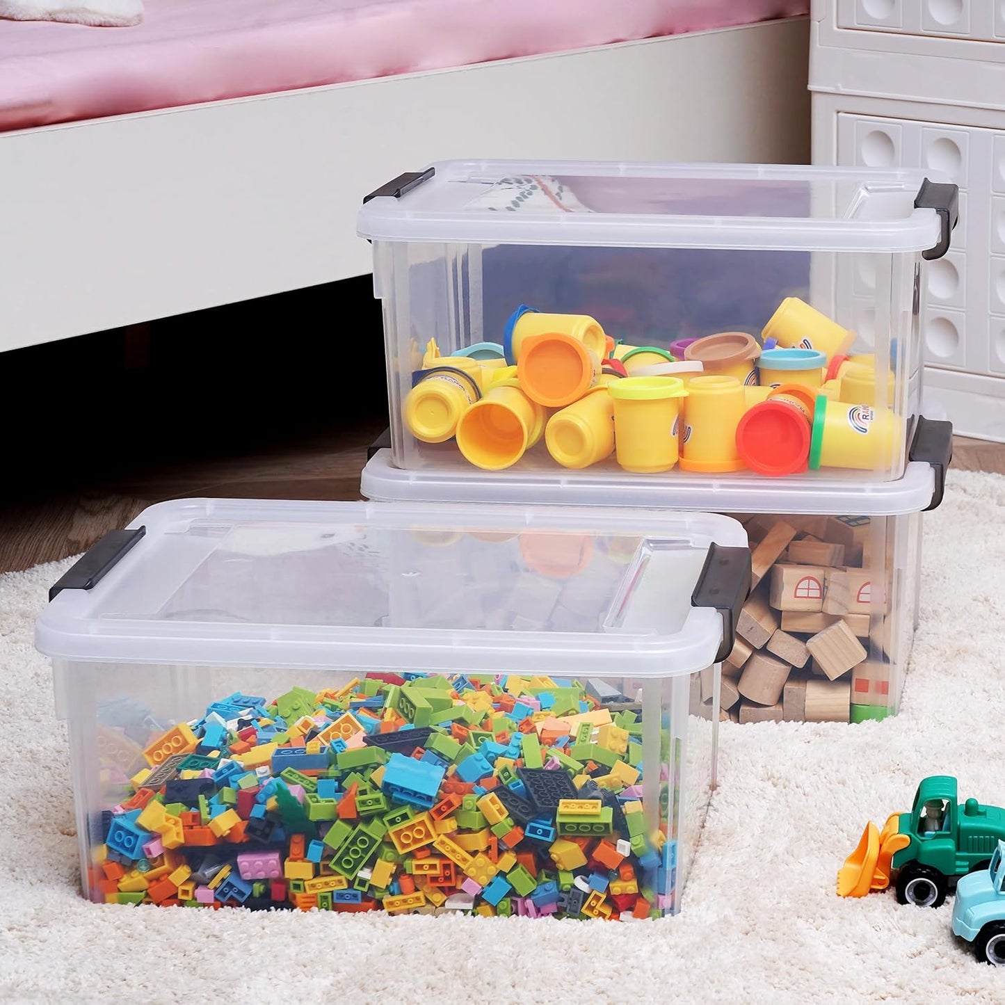 Citylife 17 QT Plastic Storage Bins with Latching Lids Stackable Storage Containers for Organizing Large Clear Storage Box for Garage, Closet, Classroom, Kitchen, 2 Packs