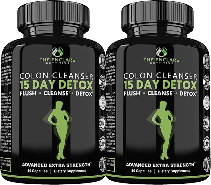 THE ENCLARE NUTRITION 15 Day Detox Cleanse for Weight Loss. Advanced Gut Support for Women & Men. Colon Cleanse Laxatives for Constipation & Bloating Relief. Gut Cleanse Probiotic Diet Pills 60ct (2)