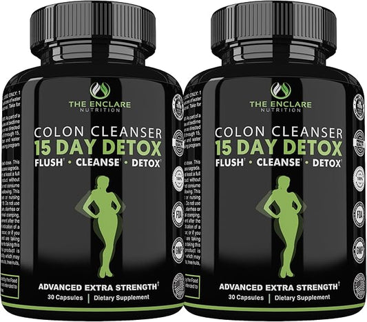 THE ENCLARE NUTRITION 15 Day Detox Cleanse for Weight Loss. Advanced Gut Support for Women & Men. Colon Cleanse Laxatives for Constipation & Bloating Relief. Gut Cleanse Probiotic Diet Pills 60ct (2)