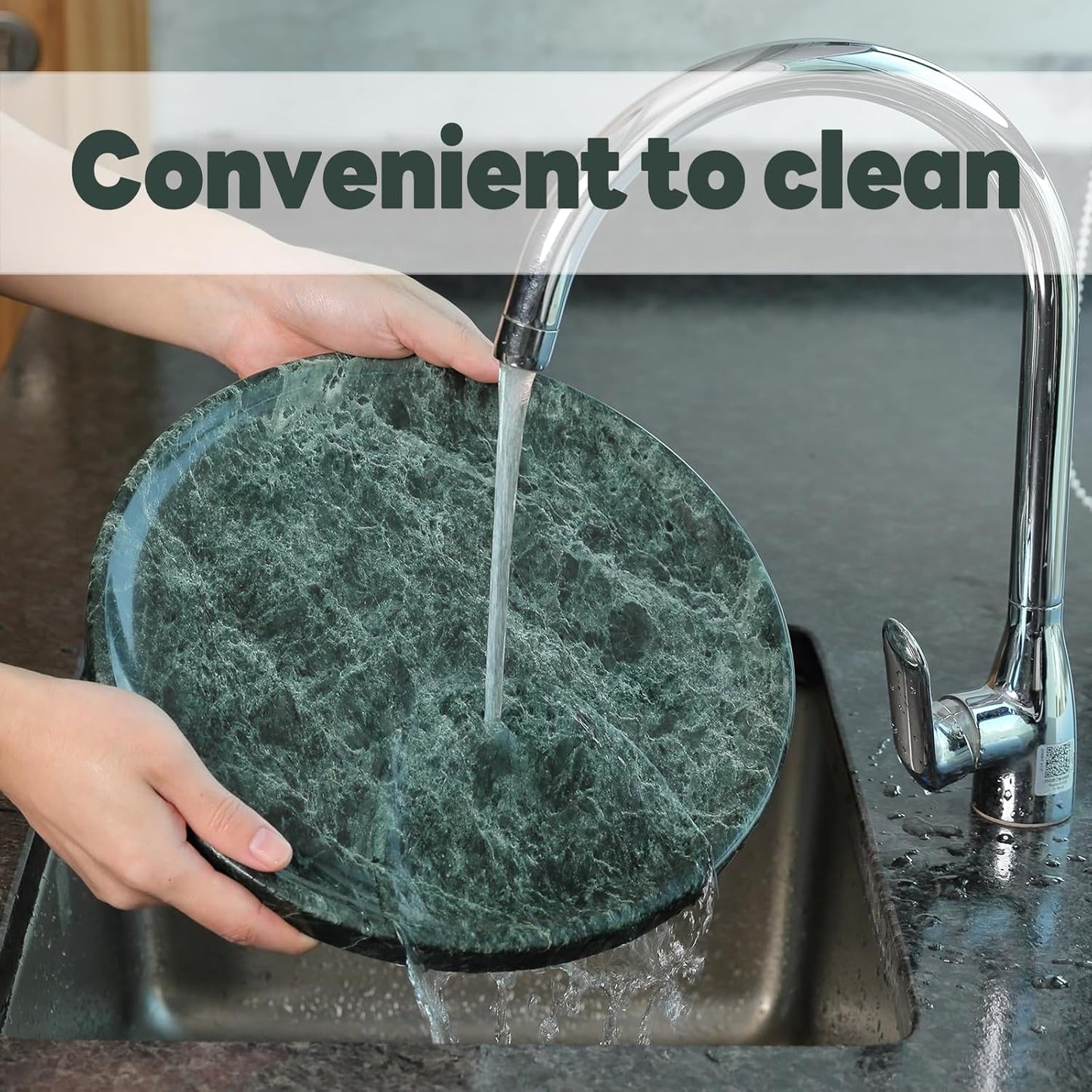 Marble Lazy Susan, 12in Lazy Susan Turntable Organizer for Cabinet Pantry Kitchen Countertop Fridge Bathroom Makeup Vanity Countertop, Detachable Lazy Susan for Table Top, Italian Green