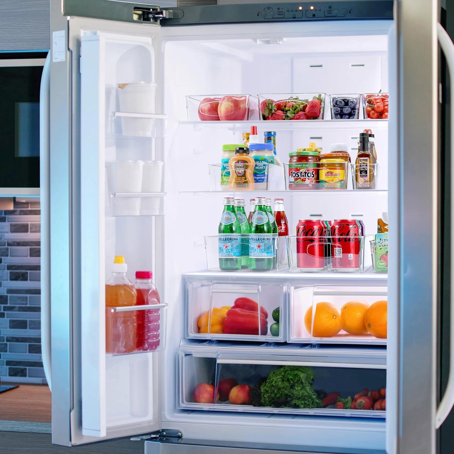 Sorbus 10-Pack Large Clear Plastic Organizing Bins – Clear Bins for Organizing, Refrigerator Organizers, Fridge Organizer, Pantry Storage, Kitchen Organizer, and Pantry Organizers and Storage Bins