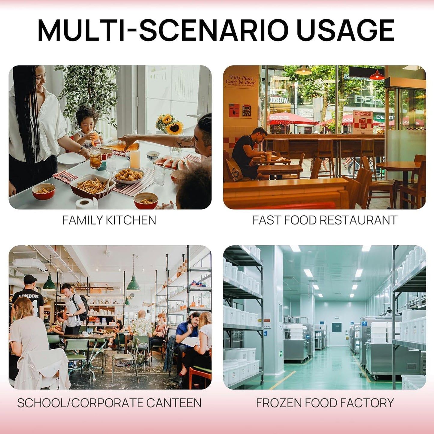 Commercial French Fry Cutter and Vegetable Fruit Dicer with 4 Stainless Steel Blades, Includes 3/8", 1/2", 1/4", and 8-Wedge Blades, Heavy Duty Potato Slicer for Home and Restaurant Use