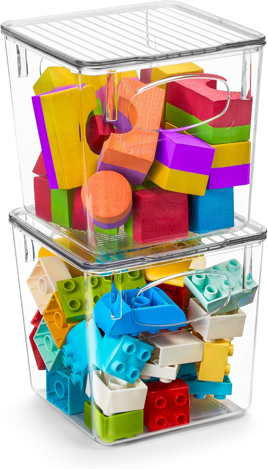 Sorbus Small Clear Plastic Storage Bins with Lids, Clear Stackable Storage Bins, Clear Toy Storage Bins, Clothes, Medicine, Makeup, Closet, Art Supply, Bathroom, Shoe, Toy Storage Organizer (2 Pack)