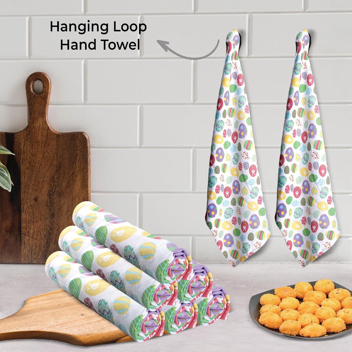 Urban Villa Kitchen Towels Set of 6 Dish Towels for Kitchen 100% Cotton Easter Print Kitchen Towels Mitered Corners Oversized 20X30 Inches Kitchen Towels Highly Absorbent Kitchen Hand Tea Towels