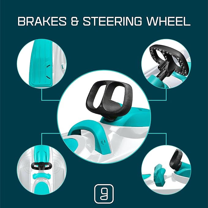 Snow Sled for Kids, Adults - Toboggan Sled, Easy Turning Steering Wheel, Anti-Slip Seat, Pull Up Brake, Durable Plastic Sled, Lightweight, Snow Sleds, Age 3+ 260 lbs