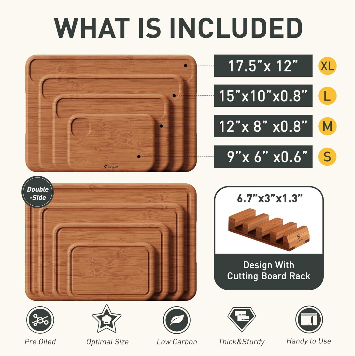 4 Packs Bamboo Cutting Board Set with Holder Over Sink Chopping Board Christmas Xmas Birthday Day Gifts Ideas Grandmother Gigi Granny Nana Glamma Mawmaw Yaya Abuela Abuelita Mamaw Mimi Nonna Oma Meme