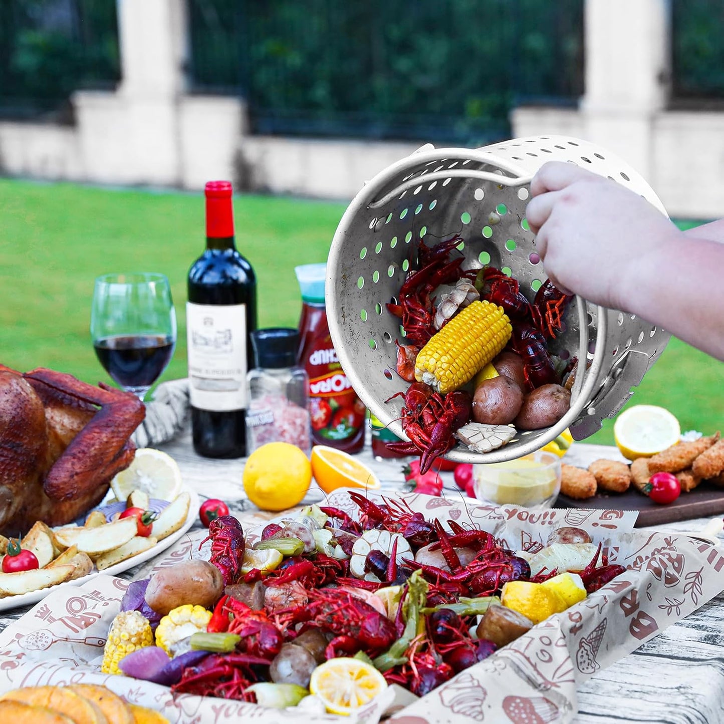 22701A 30QT Turkey & Fish Fryer Set for Outdoor Cooking, CSA Certified,Turkey Deep Fryer Pot with Basket for Thanksgiving Day, 50,000 BTU Propane Burner Outdoor Fryer