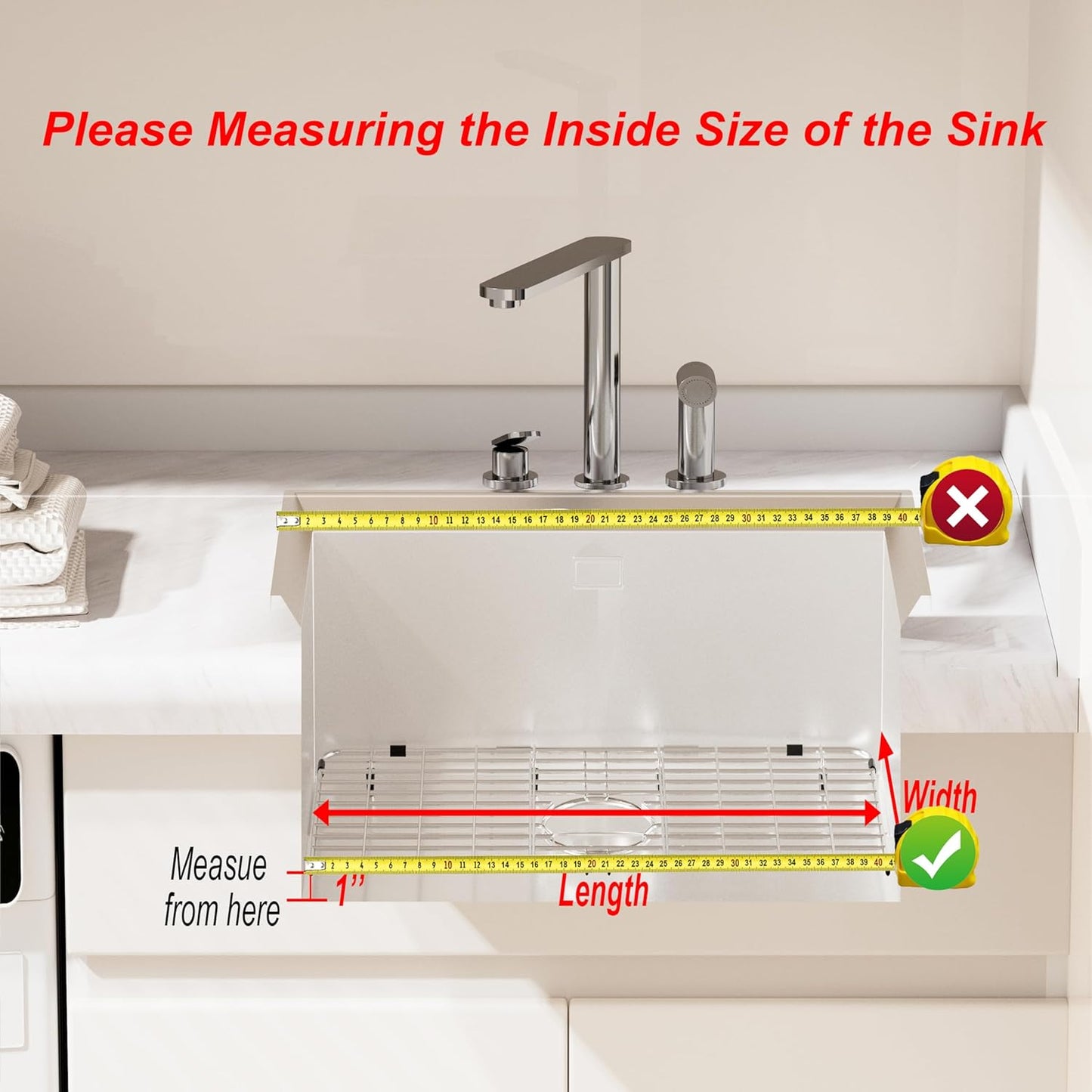 iPEGTOP Sink Bottom Grid, 3-Piece Stainless Steel Sink Protector 28-1/4" x 14-1/4" Side Drain Hole, Sink Grate for Bottom of Kitchen Sink Single Sink Bowl with Sink Hole Cover