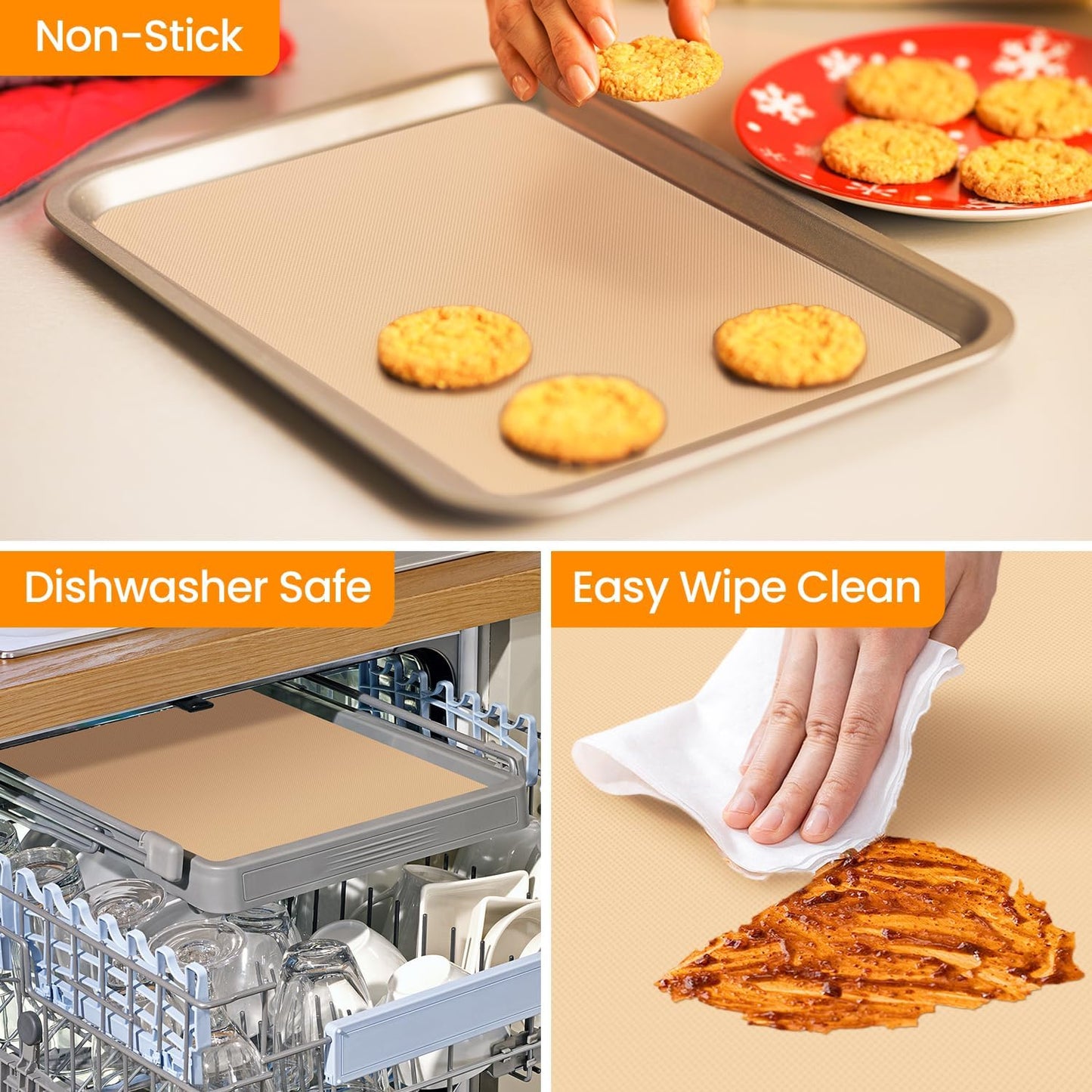 Silicone Baking Mat Roll - Best German Silicone Mat for Baking - Non Stick Silicone Pastry Mat, Non-slip Silicone Counter Mat, Reusable Air Fryer Liner, Oven Liner Mat, Freeze Dryer Mat