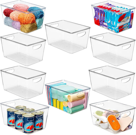 theaoo Clear Storage Bins with Lids Stackable - Large Plastic Containers for Pantry Organization and Storage - Perfect for kitchen,Fridge,Laundry Room,Bathroom,Garage,Closet,Cabinet Organizer -10 Pack