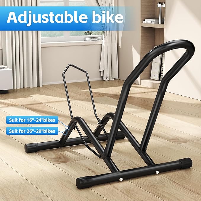 Bike Floor Stand Indoor Bike Stand for Garage/Home,Adjustable Bicycle Parking Stand Fit for 16"-29" Wheel Mini/Mountain/Road Bikes Heavy Duty Metal (Size-01)