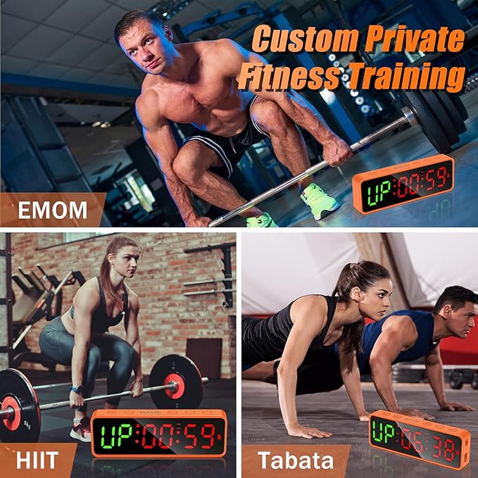 Small Gym Timer Clock Stopwatch Magnetic Workout Interval Timer, Large LED Digital Display, Home Accessories Countdown Clock for Home Gym Garage Schools