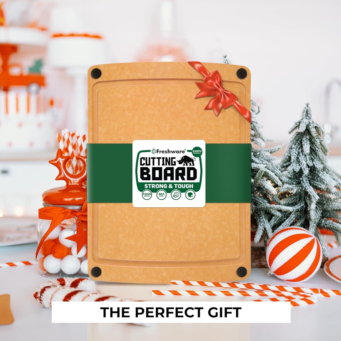 Cutting Board for Kitchen, Wood Cutting Board with Juice Grooves, Dishwasher Safe, Non-Porous, BPA Free, Medium Cutting Board, 14.6 x 11-inch, Natural Slate