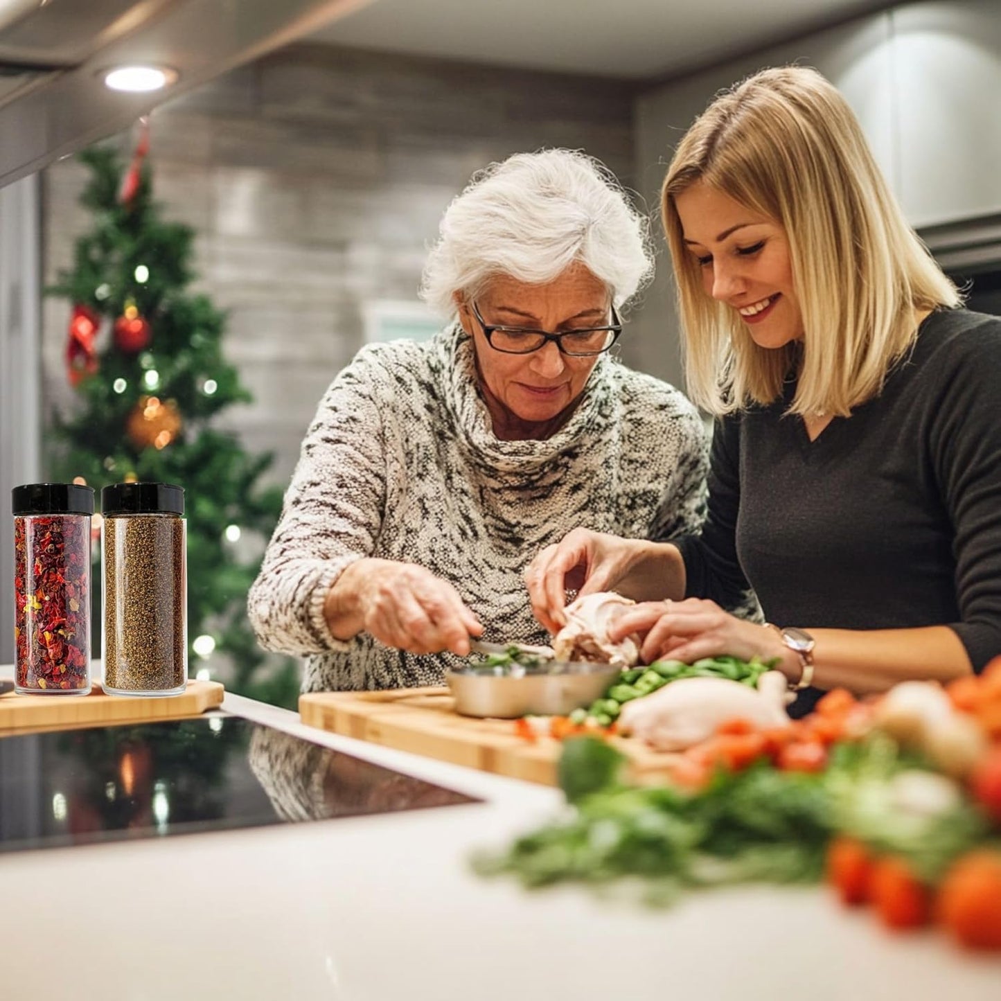 JARMING COLLECTIONS 16oz Glass Spice Shakers with Lids – Set of 3 Large Seasoning Containers with Shaker Tops for Kitchen, Pantry & Herb Storage (3 pack)