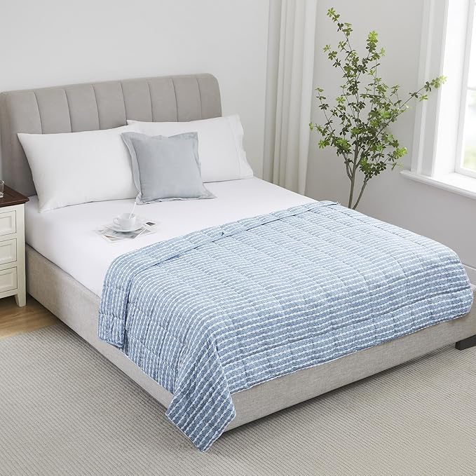 L'AGRATY Weighted Blanket - 60"x80" 20lbs Cooling Breathable Heavy Blanket Microfiber Material with Glass Beads Big Blanket for Adult All-season Summer Fall Winter Soft Thick Comfort Blanket