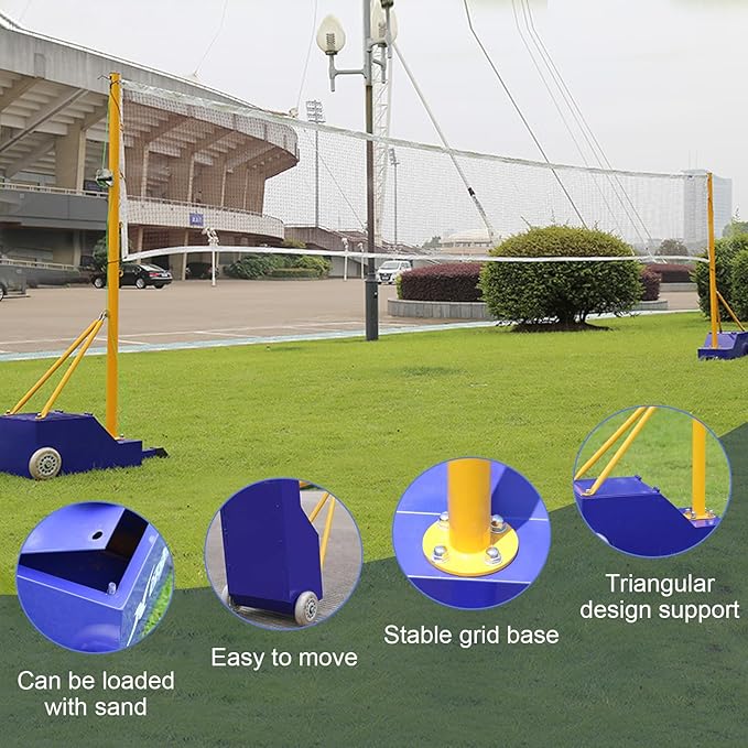 Volleyball Net Outdoor, Portable Volleyball Net Pole for Backyard, Badminton Net Set for Tennis with Wheels, Carry Bag,Volleybal/Badminton Poles & Net with Base Outdoor Training