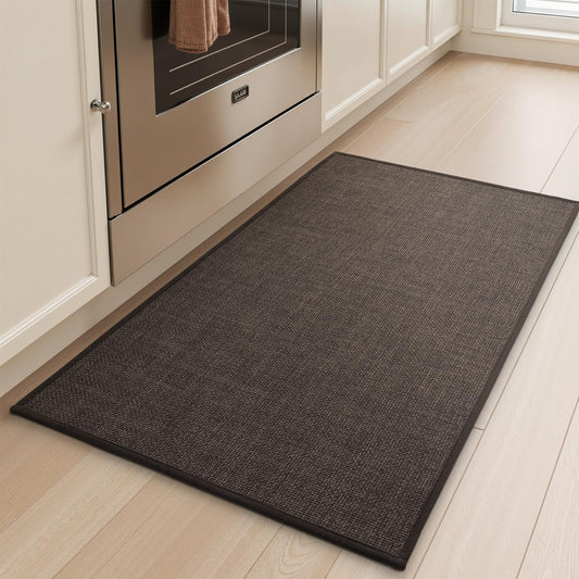 tchdio Kitchen Mats for Floor, Rubber Backed Kitchen Rugs Non Slip Washable, Superior Absorbent Kitchen Runner Rug Easy to Clean, Comfort Kitchen Floor Mat Front of Sink (Brown, 20" × 32")
