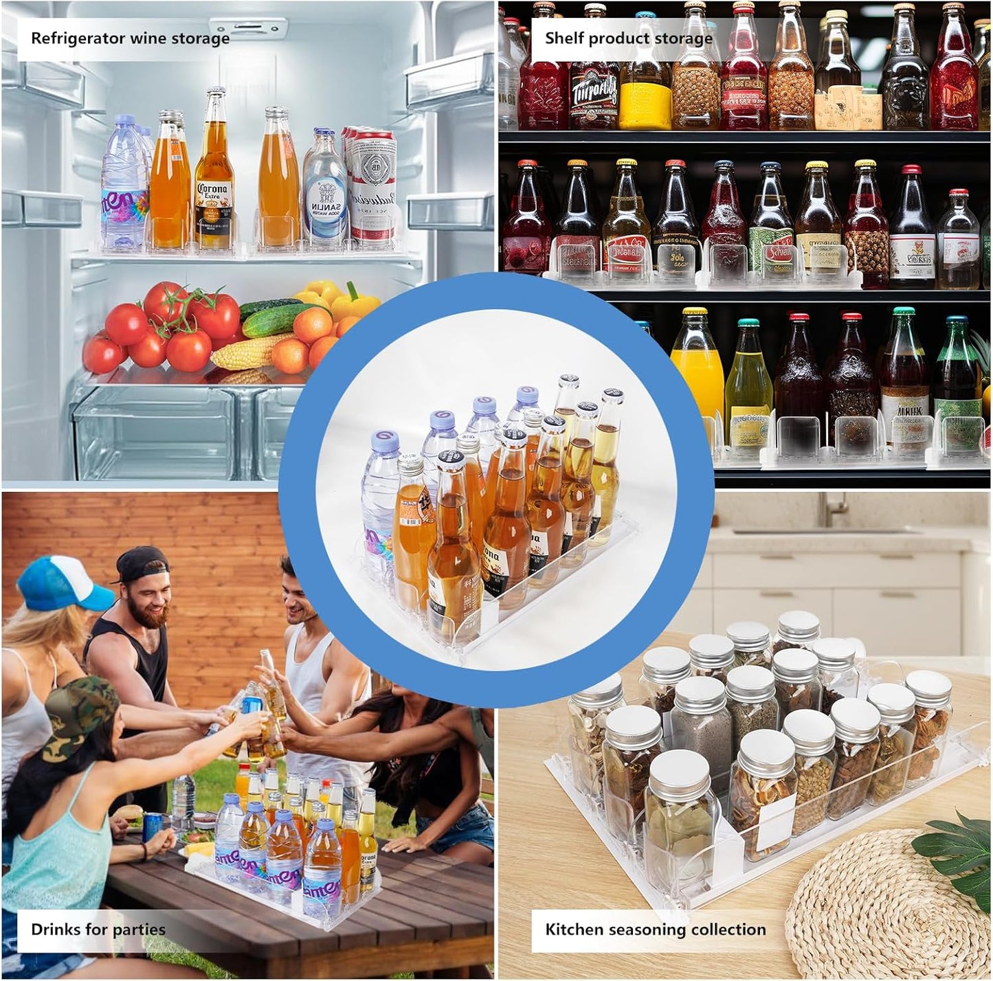 SOLY Drink Organizer for Fridge,Fridge Drink Dispenser for Fridge Automatic Pusher Glide,For Refrigerator Organizing Holds up to 14.96" D, Adjustable for 6-20oz